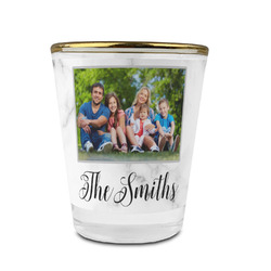 Family Photo and Name Glass Shot Glass - 1.5 oz - with Gold Rim - Single