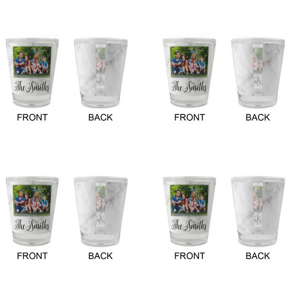 Family Photo and Name Glass Shot Glass - Standard - Set of 4 - Front & Back
