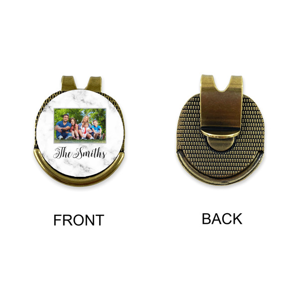Family Photo and Name Golf Ball Hat Clip Marker - Apvl - GOLD