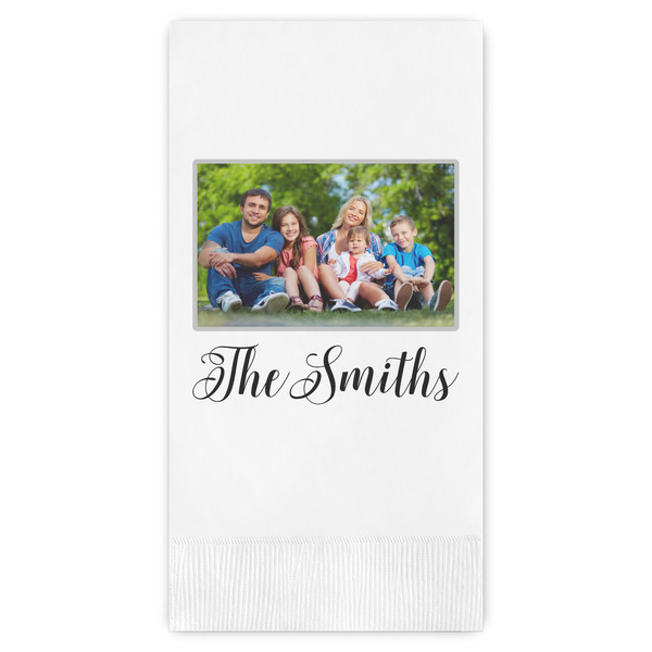 Custom Family Photo and Name Guest Napkins - Full Color - Embossed Edge