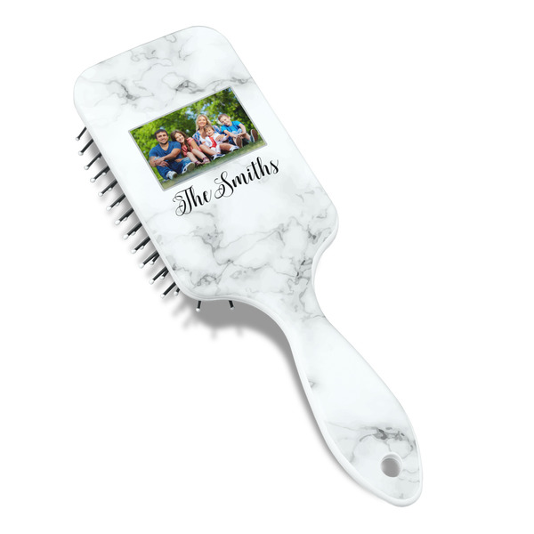 Family Photo and Name Hair Brush - Angle View