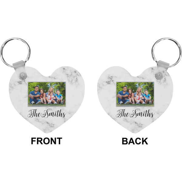 Family Photo and Name Heart Keychain (Front + Back)