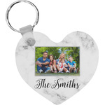 Family Photo and Name Heart Plastic Keychain