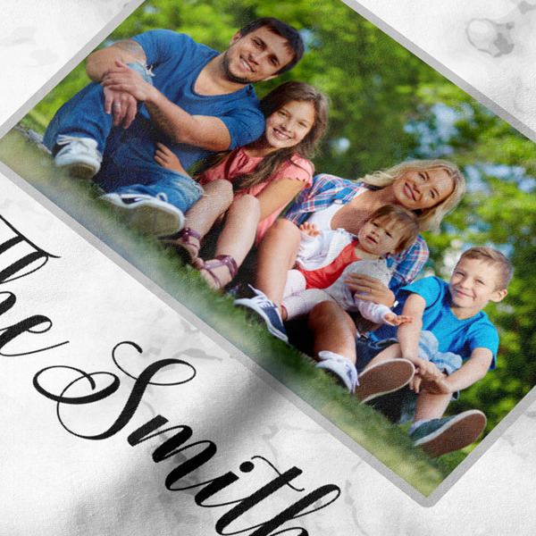 Family Photo and Name Hooded Baby Towel- Detail Close Up