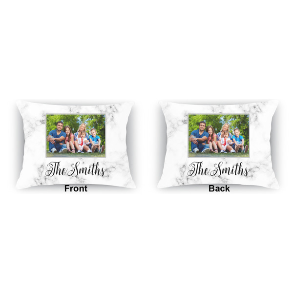 Family Photo and Name Indoor Rectangular Burlap Pillow (Front and Back)