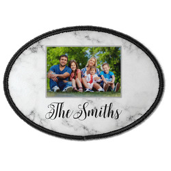 Family Photo and Name Iron On Oval Patch