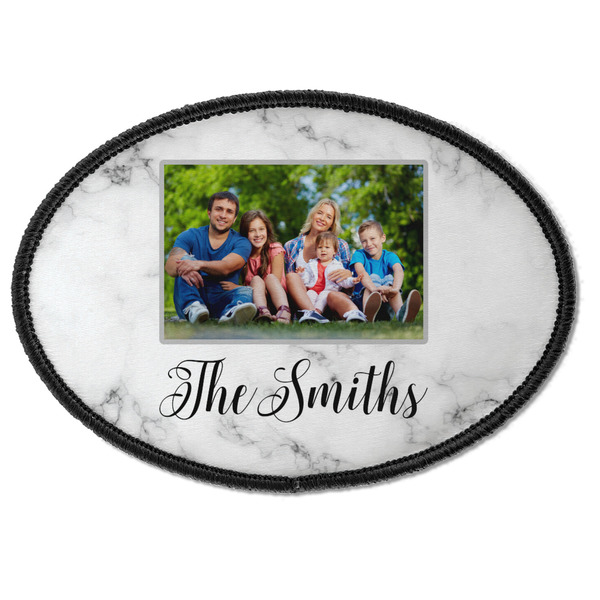 Custom Family Photo and Name Iron On Oval Patch
