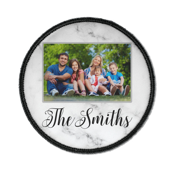 Family Photo and Name Iron On Patch - Round - Front