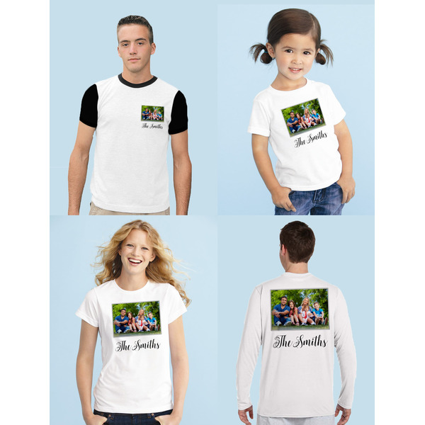 Family Photo and Name Iron-On Sizing on Shirts