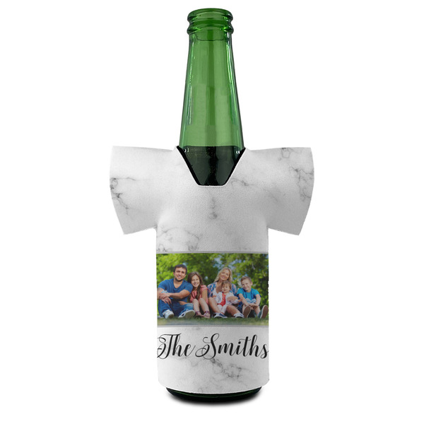 Family Photo and Name Jersey Bottle Cooler - Set of 4 - FRONT (on bottle)