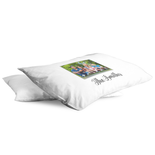 Family Photo and Name King Pillow Case - TWO (partial print)