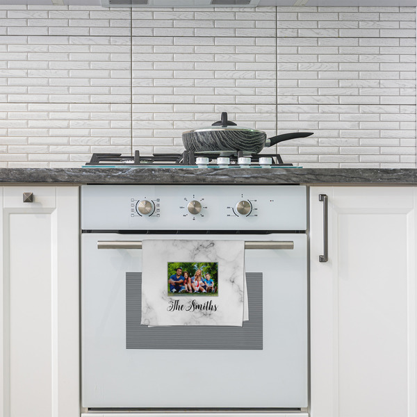 Family Photo and Name Kitchen Towel - Poly Cotton - Lifestyle