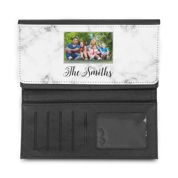 Family Photo and Name Ladies Wallet - Half Way Open