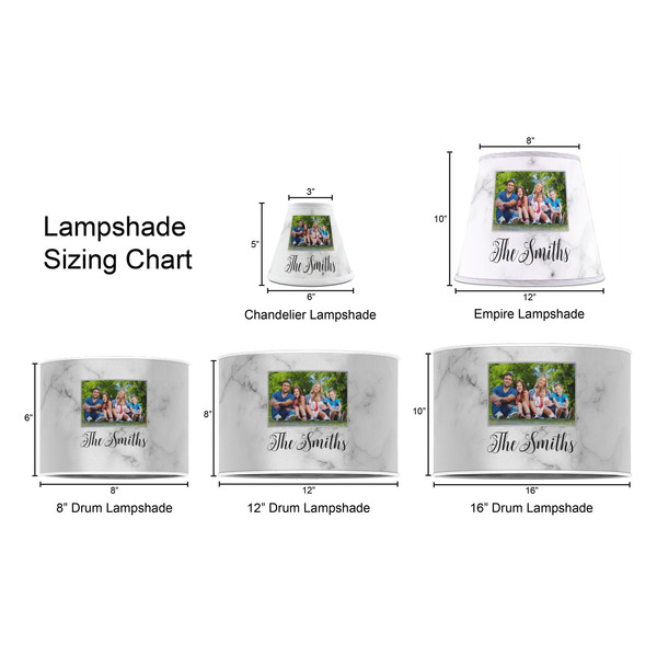 Family Photo and Name Lampshade Sizing Chart