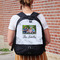 Family Photo and Name Large Backpack - Black - On Back