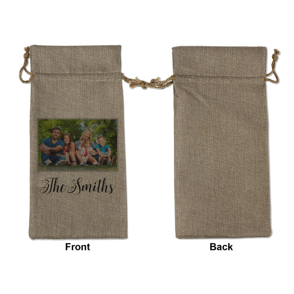 Family Photo and Name Large Burlap Gift Bags - Front Approval