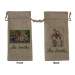 Family Photo and Name Burlap Gift Bag - Large - Double-Sided