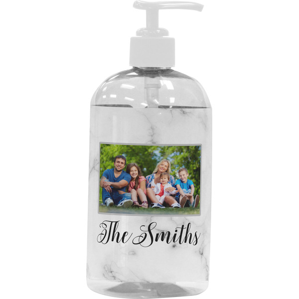 Custom Family Photo and Name Plastic Soap / Lotion Dispenser - 16 oz - Large - White