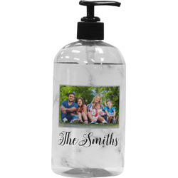 Family Photo and Name Plastic Soap / Lotion Dispenser - 16 oz - Large - Black