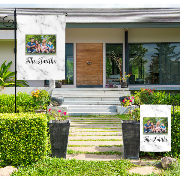 Custom Family Photo and Name Garden Flag - Large - Double-Sided