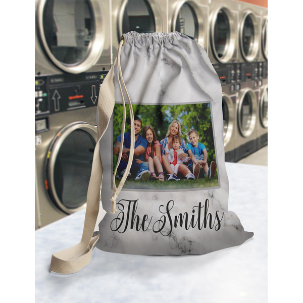 Family Photo and Name Laundry Bag in Laundromat