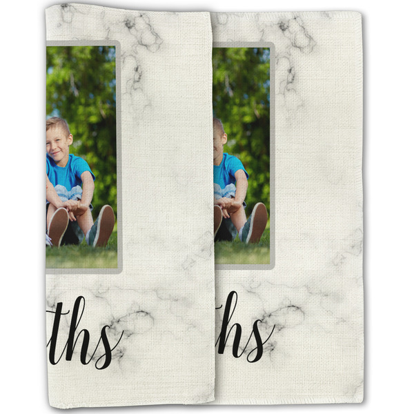 Family Photo and Name Linen Placemat - Double Sided - Folded Half