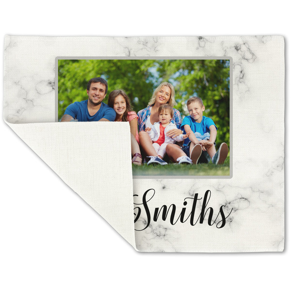 Family Photo and Name Linen Placemat - Folded Corner (single side)