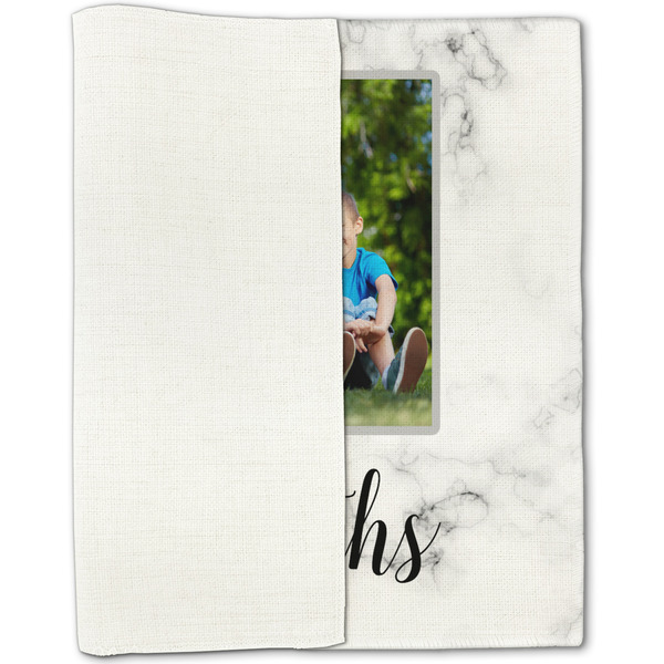 Family Photo and Name Linen Placemat - Folded Half