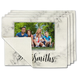 Family Photo and Name Single-Sided Linen Placemat - Set of 4