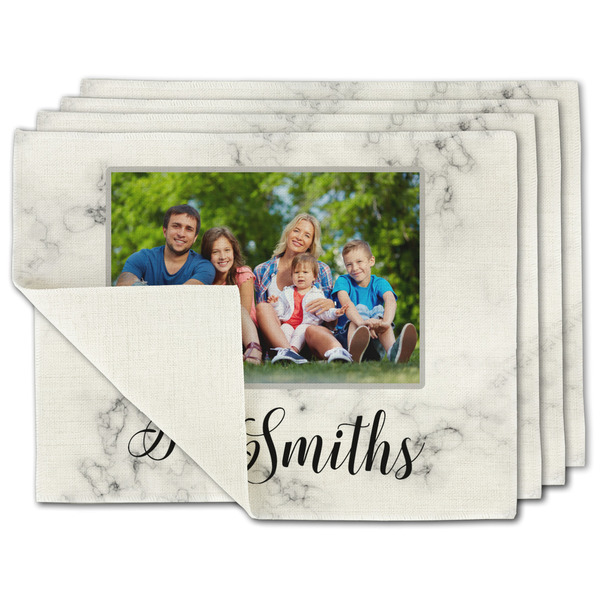 Custom Family Photo and Name Single-Sided Linen Placemat - Set of 4