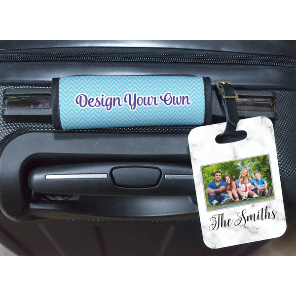 Family Photo and Name Luggage Wrap & Plastic Rectangular Tag - In Context