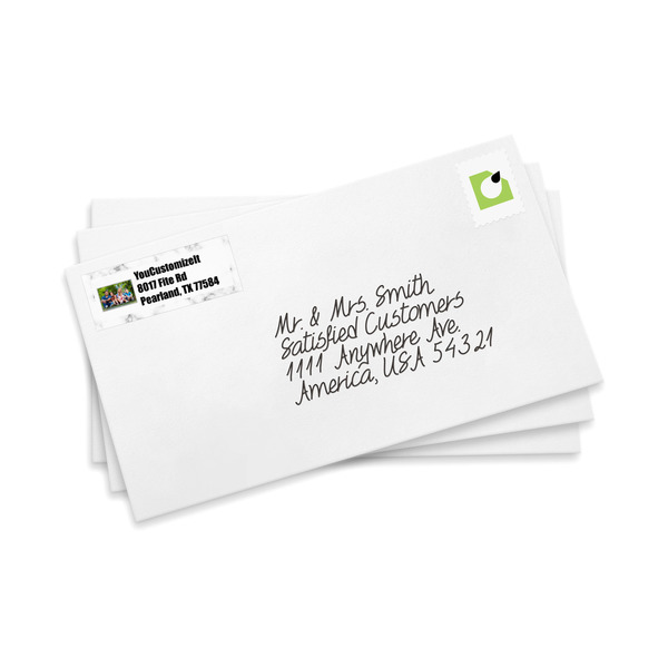 Family Photo and Name Mailing Label on Envelopes