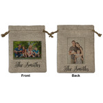 Family Photo and Name Burlap Gift Bag - Medium -Double-Sided