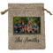 Family Photo and Name Medium Burlap Gift Bag - Front