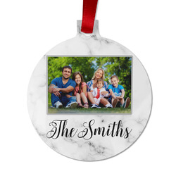 Family Photo and Name Metal Ball Ornament - Double-Sided