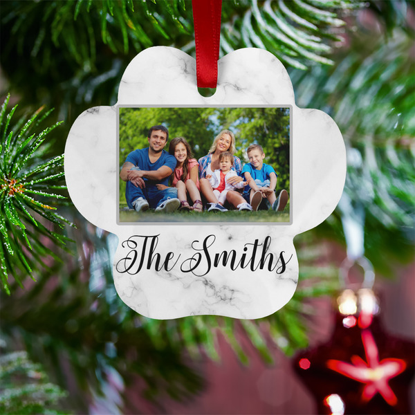 Family Photo and Name Metal Paw Ornament - Lifestyle