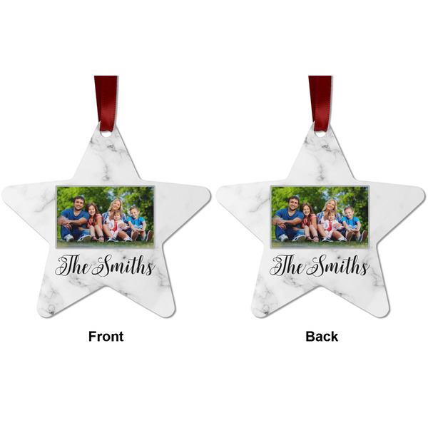 Family Photo and Name Metal Star Ornament - Front and Back