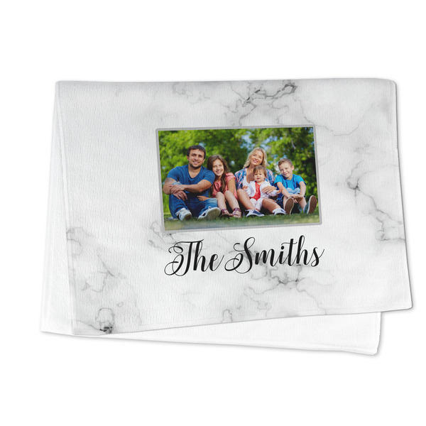 Family Photo and Name Microfiber Dish Towel - FOLDED HALF