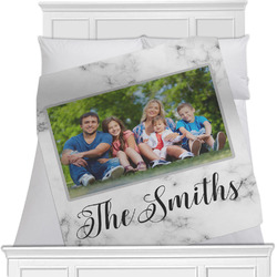 Family Photo and Name Minky Blanket - Twin / Full - 80" x 60" - Single-Sided