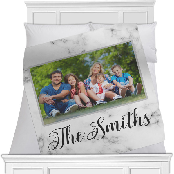 Custom Family Photo and Name Minky Blanket - Twin / Full - 80" x 60" - Double-Sided