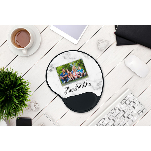 Family Photo and Name Mouse Pad with Wrist Rest - LIFESYTLE 1