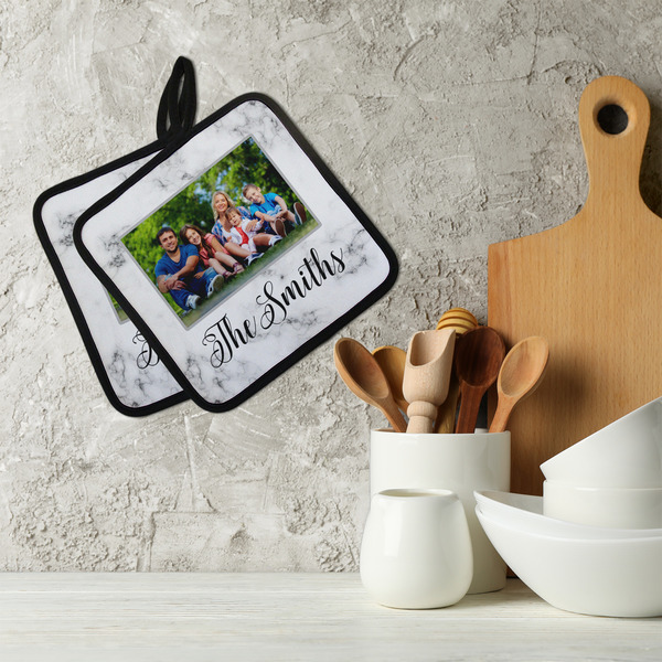 Family Photo and Name Neoprene Pot Holder - Set of 2  LIFESTYLE
