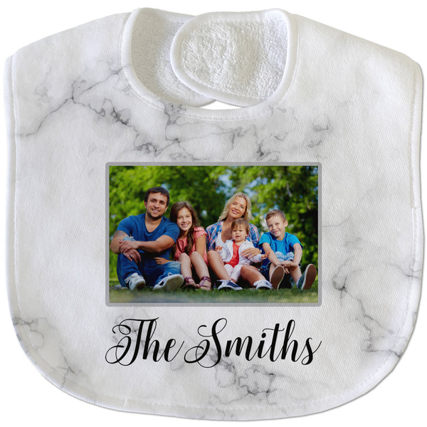 Family Photo and Name New Baby Bib - Closed and Folded
