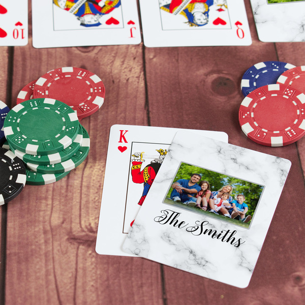 Family Photo and Name On Table with Poker Chips