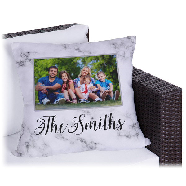 Custom Family Photo and Name Outdoor Pillow