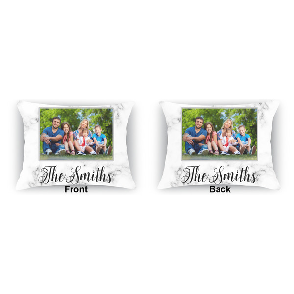 Family Photo and Name Outdoor Rectangular Throw Pillow (Front and Back)
