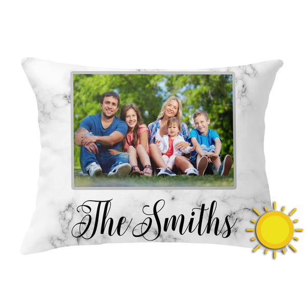 Custom Family Photo and Name Outdoor Throw Pillow - Rectangular