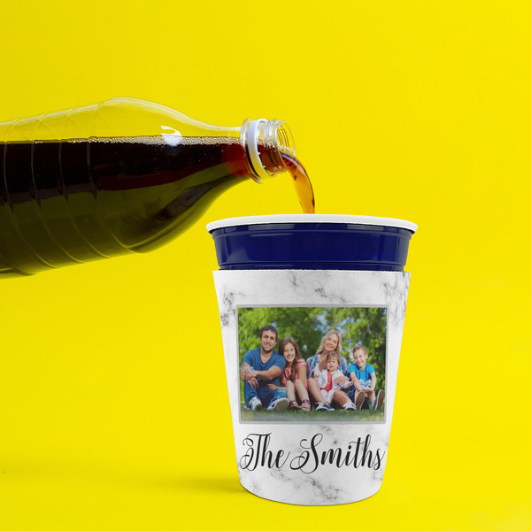 Family Photo and Name Party Cup Sleeves - without bottom - Lifestyle
