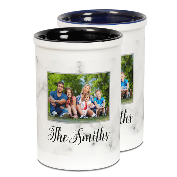 Custom Family Photo and Name Ceramic Pencil Holder - Large