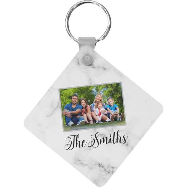 Custom Family Photo and Name Diamond Plastic Keychain